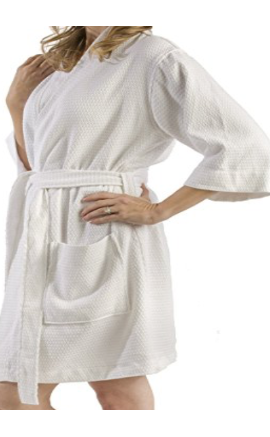 Thigh Length Waffle Weave Kimono Robe, 10oz - State Shops California